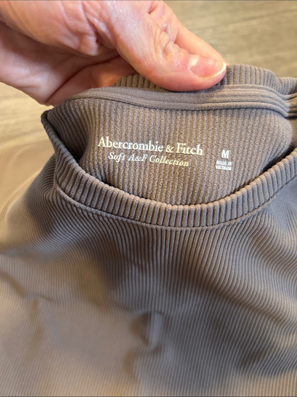 Abercrombie & Fitch Soft AF Collection Ribbed Bodysuit Taupe Brown Stretch Top M - Picture 2 of 5